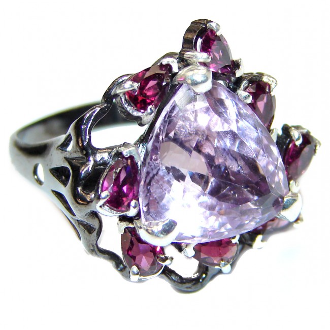 Authentic Trillion cut 22ctw Amethyst gold over .925 Sterling Silver brilliantly handcrafted ring s. 8 1/4