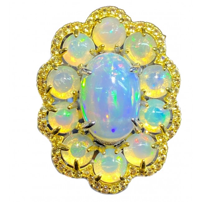 DEEP DESIRE 36ct Ethiopian Opal 18k yellow Gold over .925 Sterling Silver handcrafted ring size 9