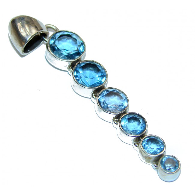 Fancy Swiss Blue Topaz .925 Sterling Silver handmade pendant