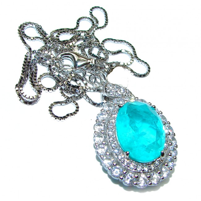 Luxurious Paraiba Tourmaline .925 Sterling Silver handcrafted necklace