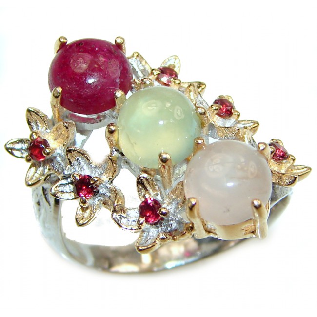Sublime Authentic 41ctw Multigem .925 Sterling Silver brilliantly handcrafted ring s. 8 3/4