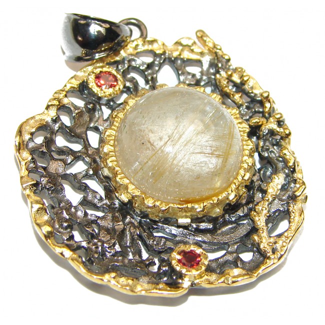 Himalayan Treasure Golden Rutilated Quartz .925 Sterling Silver Pendant