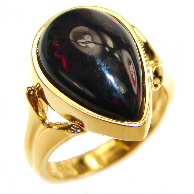 Vintage Design 2.5ctw Genuine Black Opal 18K Gold over .925 Sterling Silver handmade Ring size 6