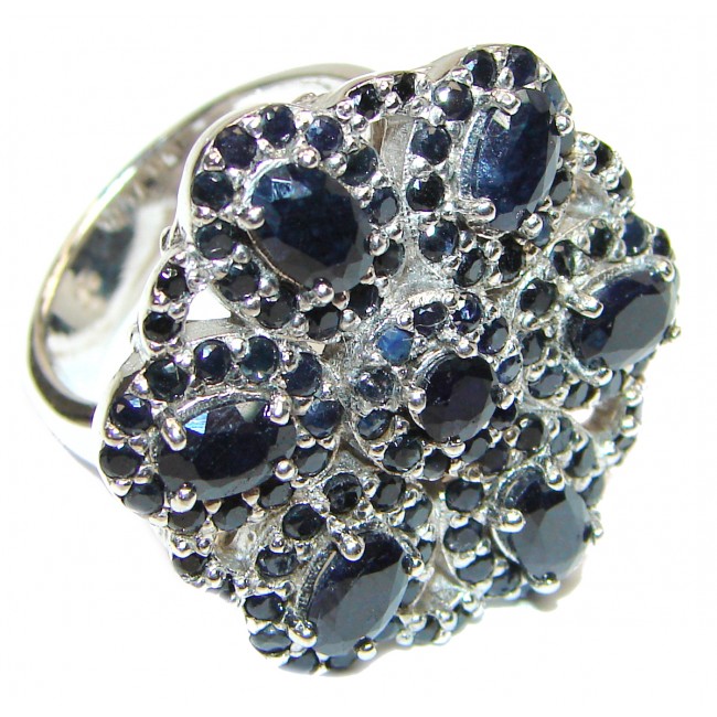 Large Vintage Design Natural Sapphire .925 Sterling Silver handcrafted Ring s. 9