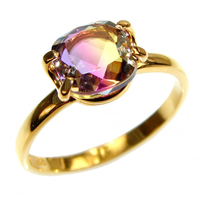 3.8 ctw Ametrine 18K Gold over .925 Sterling Silver handcrafted Ring size 8 3/4
