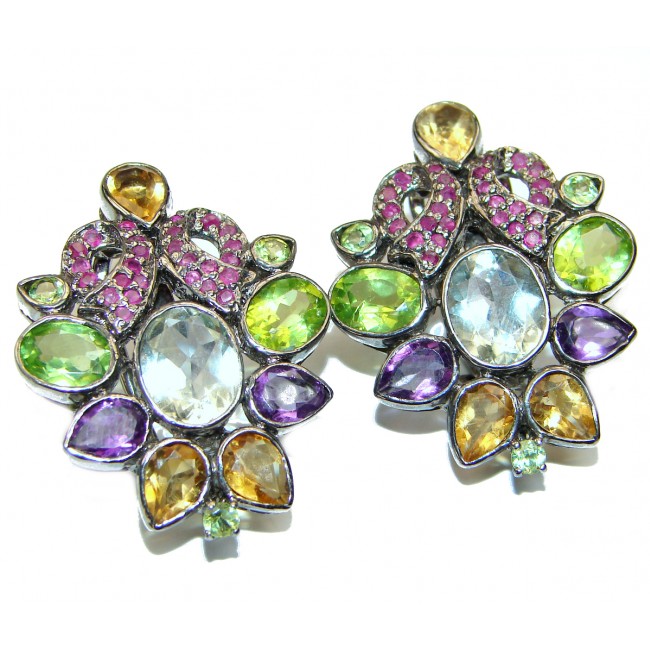 Gianna Authentic Multigem .925 Sterling Silver brilliantly handcrafted earrings