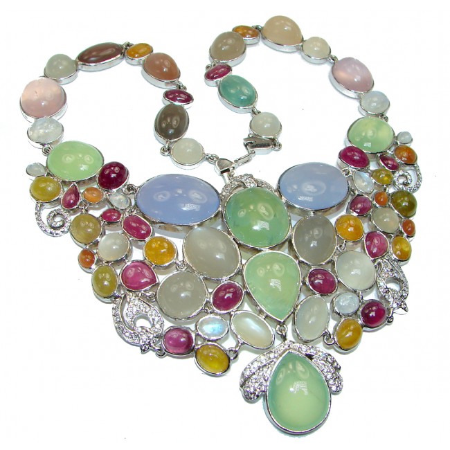DIVINE PASSION authentic Multistone .925 Sterling Silver handcrafted Large necklace