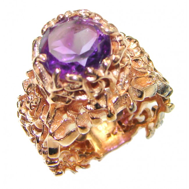 Purple Reef Amethyst Rose Gold over .925 Sterling Silver Ring size 6
