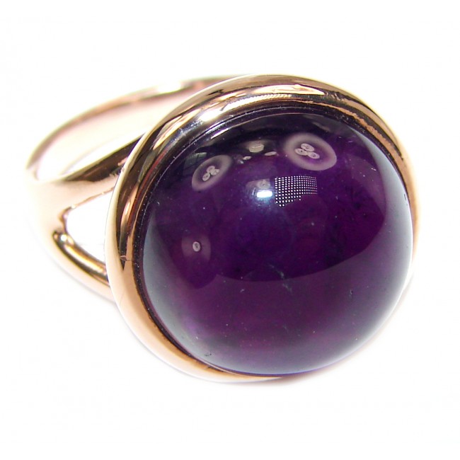 Authentic 25ctw Amethyst rose gold over .925 Sterling Silver brilliantly handcrafted ring s. 6 3/4
