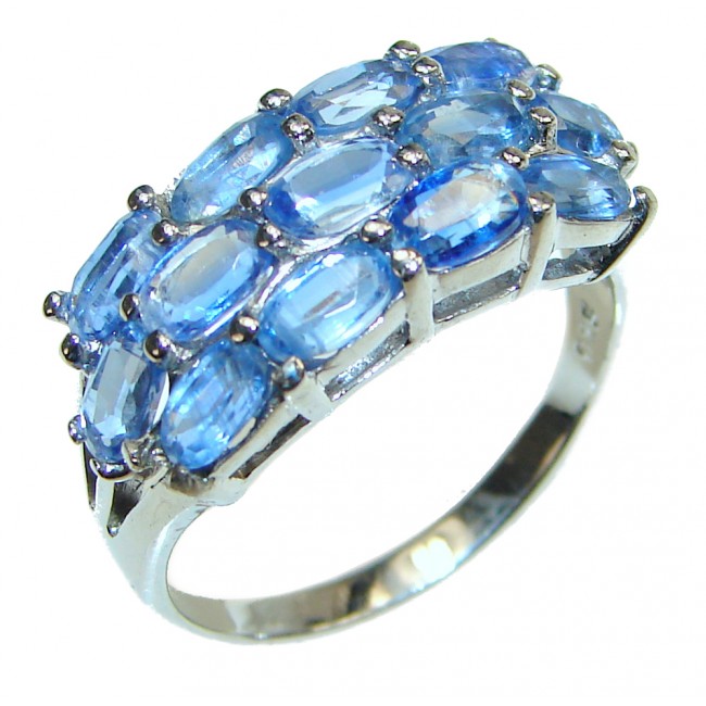 Genuine Kyanite .925 Sterling Silver handcrafted Statement Ring size 8 3/4