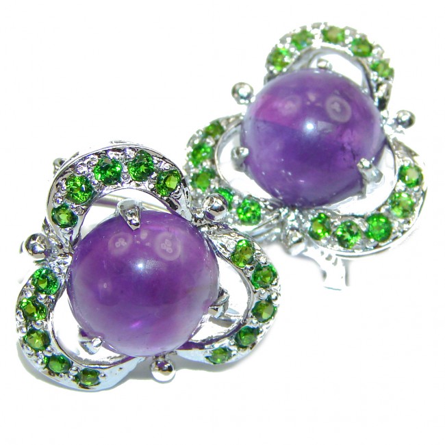 Violet Flame Authentic Amethyst .925 Sterling Silver handmade LARGE earrings