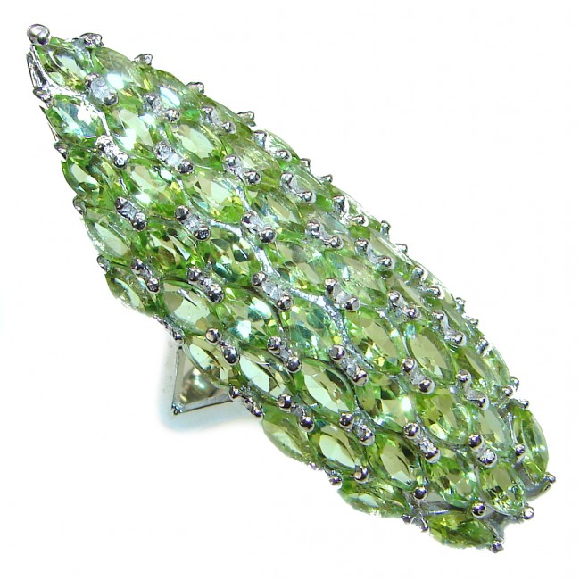 Melissa genuine Peridot .925 Sterling Silver handcrafted Large Ring size 9