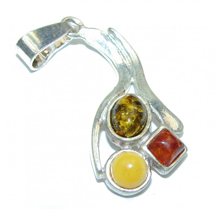 Incredible Beauty Natural Baltic Amber .925 Sterling Silver handmade Pendant