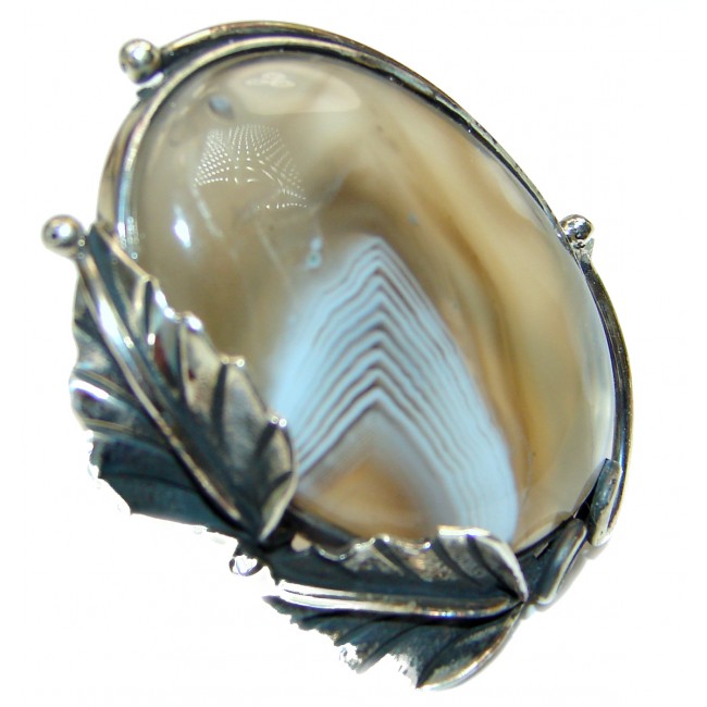 Top Quality Botswana Agate .925 Sterling Silver hancrafted Ring s. 7 adjustable