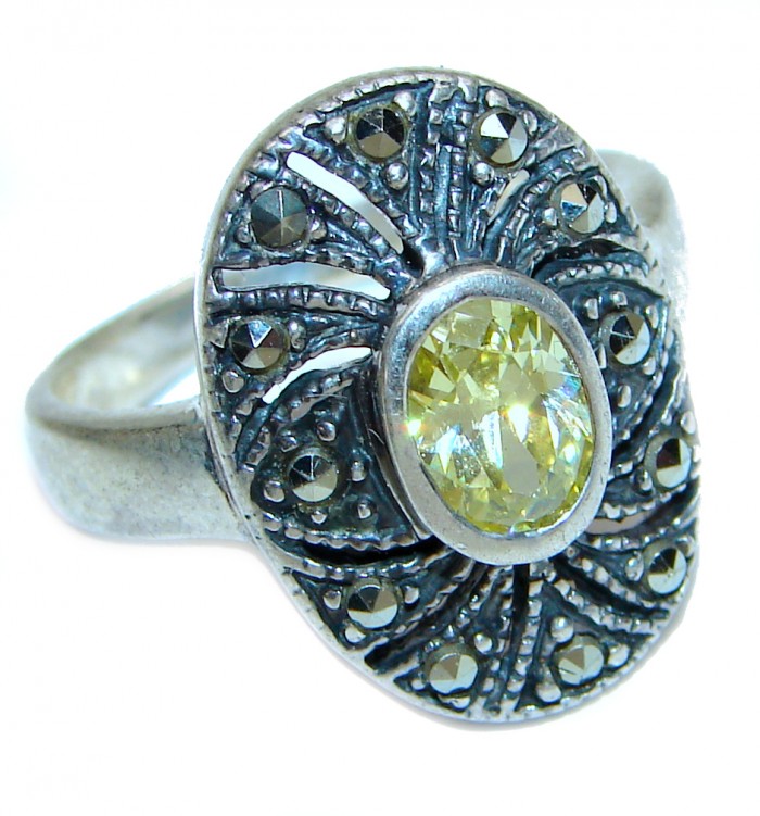 Ultra Fancy Cubic Zirconia .925 Sterling Silver Cocktail ring s. 8