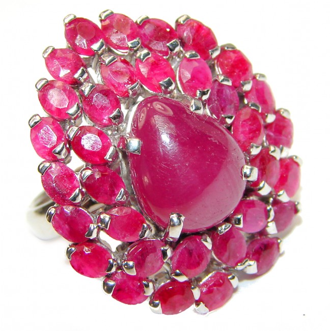 Gabriella Genuine Ruby .925 Sterling Silver handcrafted Statement Ring size 8