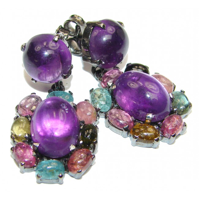 Violet Flame Authentic Amethyst .925 Sterling Silver handmade LARGE earrings