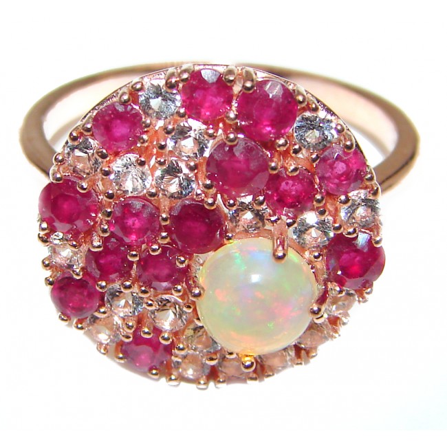 Gabriella Authentic Ethiopian Fire Opal 18K Gold over .925 Sterling Silver brilliantly handcrafted ring s. 9