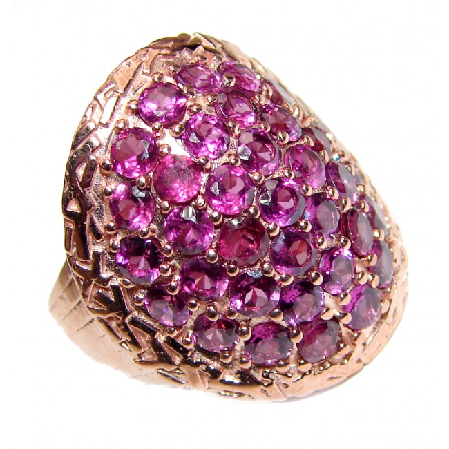 Posh Authentic Garnet rose gold over .925 Sterling Silver brilliantly handcrafted ring s. 7 3/4