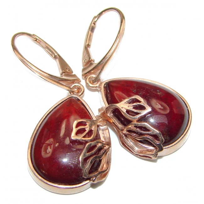 Genuine Garnet Rose Gold over .925 Sterling Silver handcrafted Earrings
