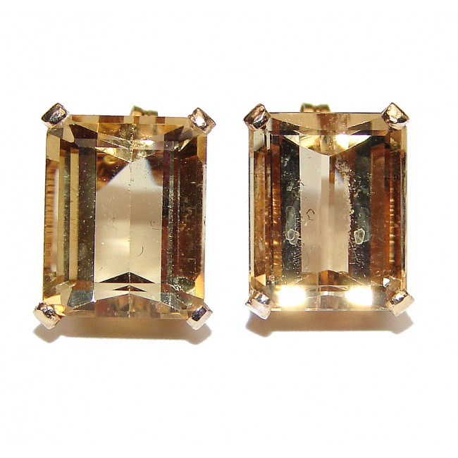 14K yellow Gold oblong cut 4.8 carat Citrine Earrings
