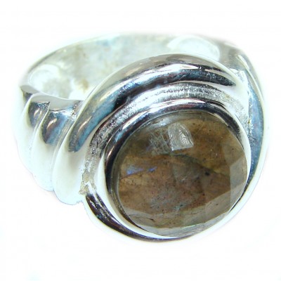Mesmerizing Fire Labradorite .925 Sterling Silver Bali handmade ring size 7 3/4