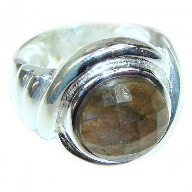 Mesmerizing Fire Labradorite .925 Sterling Silver Bali handmade ring size 7 3/4