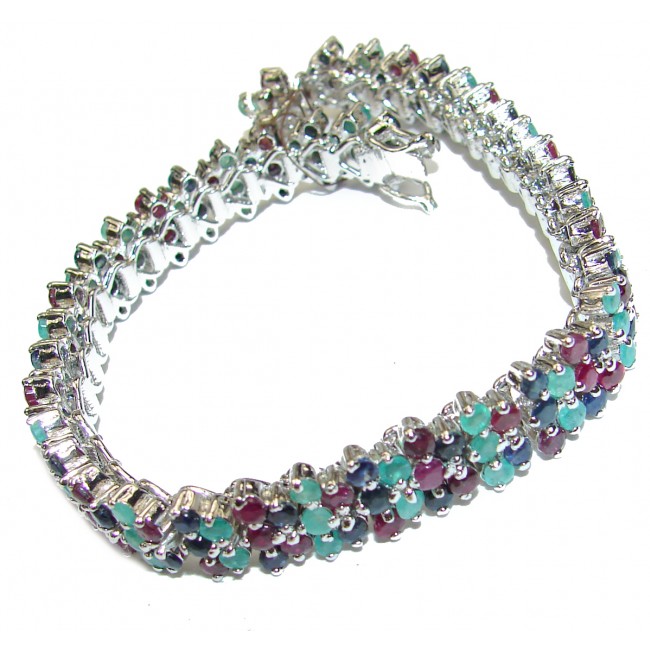 Authentic Emerald Ruby Sapphire .3925 Sterling Silver handcrafted Bracelet