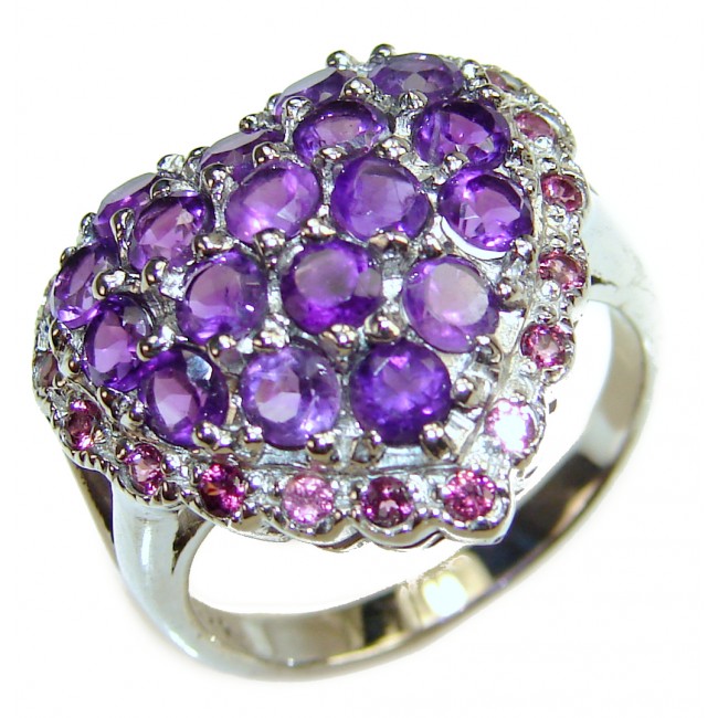 Purple Heart genuine Amethyst .925 Sterling Silver handcrafted Ring size 7 3/4