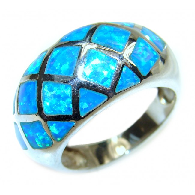 INLAY Doublet Opal .925 Sterling Silver handcrafted ring size 7 1/2