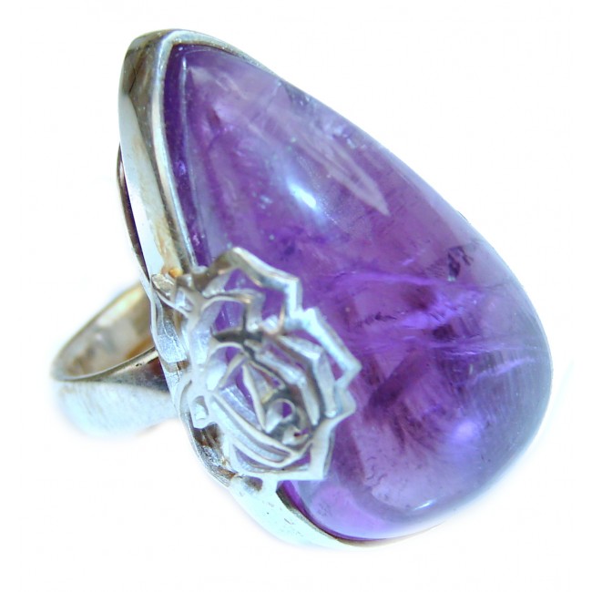 Authentic 45ctw Amethyst .925 Sterling Silver brilliantly handcrafted ring s. 8 adjustble