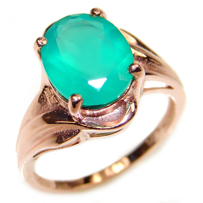 Best quality Aventurine 18K Rose Gold over .925 Sterling Silver handcrafted Statement Ring size 5 1/4