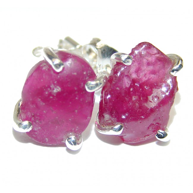 Incredible rough Tourmaline .925 Sterling Silver handcrafted stud earrings