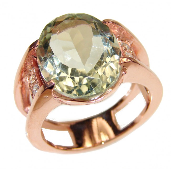Ravishing 8.5 carats Green Amethyst .925 Sterling Silver handcrafted Statement Ring size 5 1/2