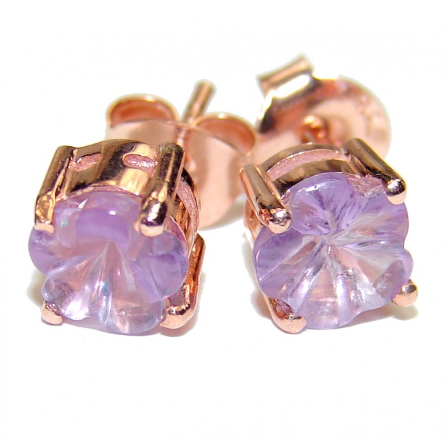 Exclusive carved Amethyst Gold over .925 Sterling Silver Earrings