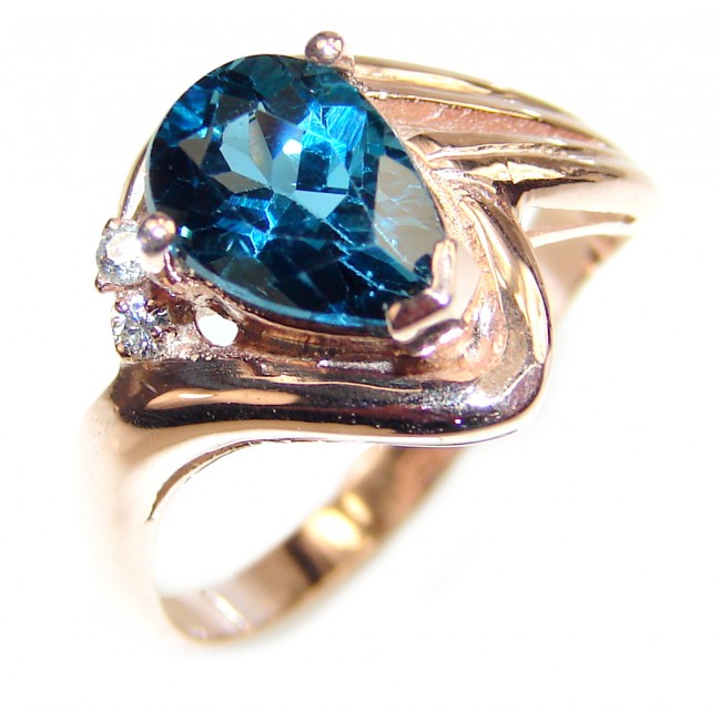 Incredible 4.5ctw London Blue Topaz .925 Sterling Silver Statement Ring s. 5 1/2