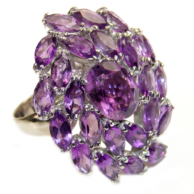 Spectacular Amethyst .925 Sterling Silver handcrafted Statement Ring size 8