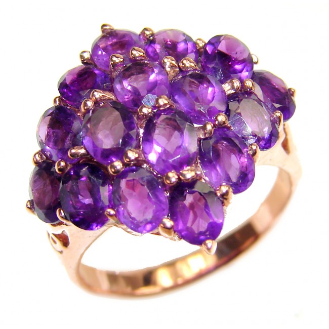 Spectacular Amethyst rose gold over .925 Sterling Silver handcrafted Statement Ring size 9