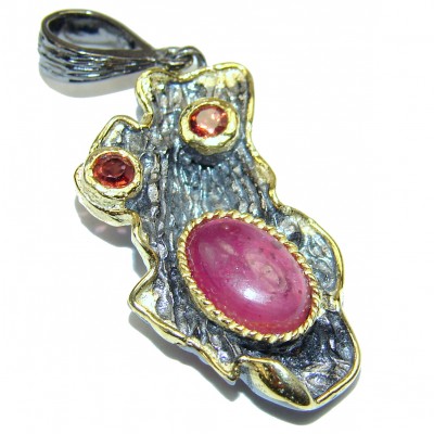 Perfect authentic Ruby black rhodium over .925 Sterling Silver handmade pendant