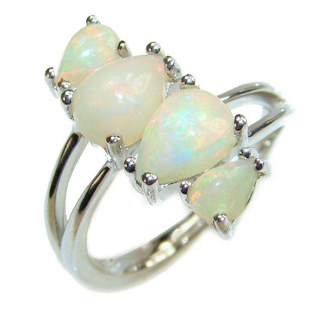 Gabriella Authentic Ethiopian Fire Opal .925 Sterling Silver brilliantly handcrafted ring s. 8