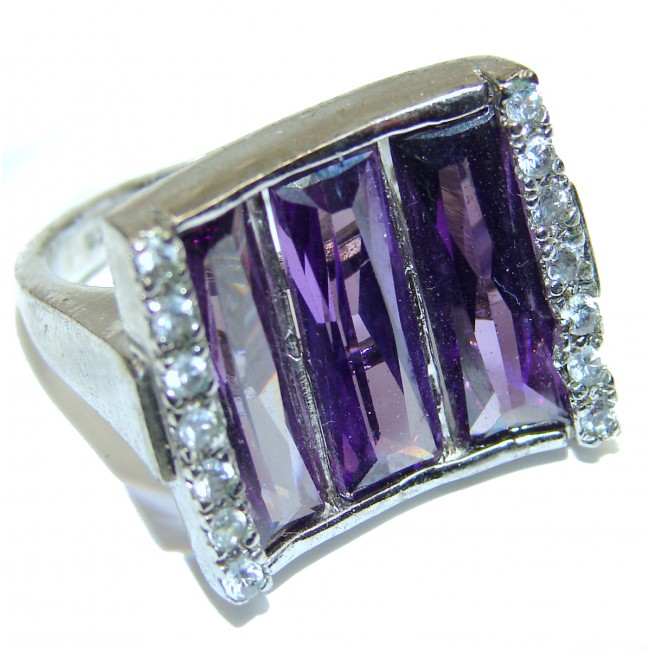Lilac Cubic Zirconia .925 Sterling Silver handmade Ring s. 6