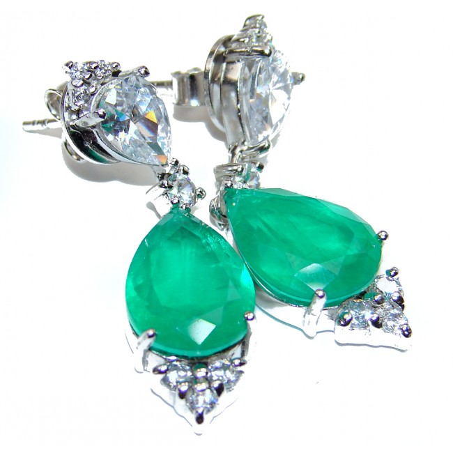 Incredible Emerald .925 Sterling Silver handmade earrings