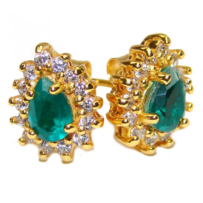 Incredible Emerald Gold over .925 Sterling Silver handmade earrings