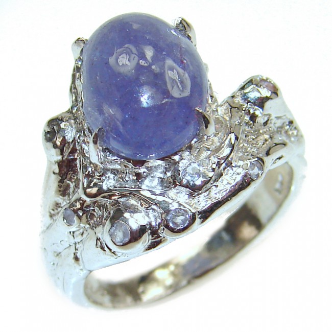 Bouquet of Flowers Authentic Tanzanite .925 Sterling Silver handmade Ring s. 8 3/4