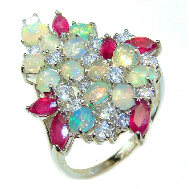 Gabriella Authentic Ethiopian Fire Opal .925 Sterling Silver brilliantly handcrafted ring s. 9