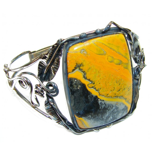Genuine Volcanic Bumble Bee Jasper .925 Sterling Silver handcrafted Bracelet / Cuff
