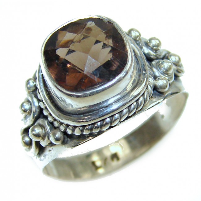 Authentic Smoky Topaz .925 Sterling Silver handcrafted ring s. 7