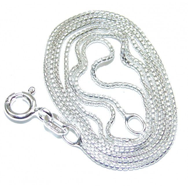 Side Box design Sterling Silver Chain 16'' long, 1 mm wide