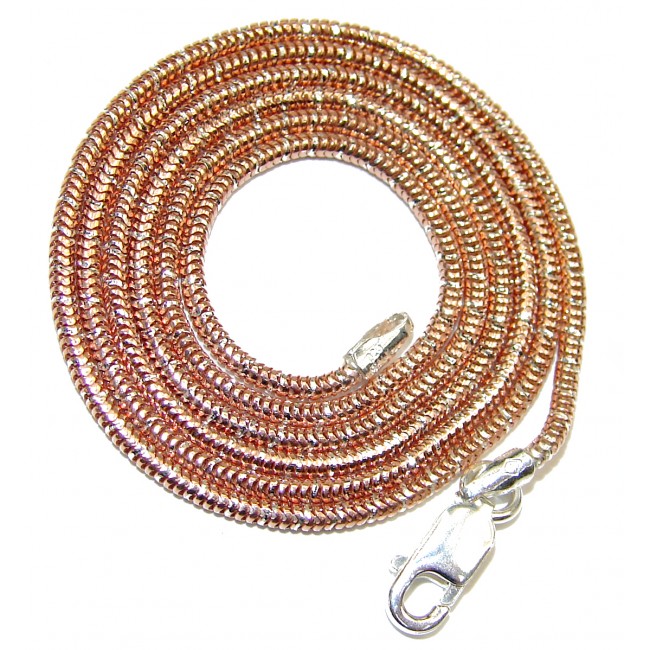 Real Snake Rose Gold over .925 Sterling Silver Chain 20'' long, 1.5 mm