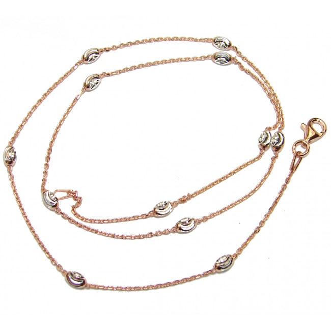 Anchor Rose Gold over Sterling Silver Chain with beads 18'' long, 2 mm wide